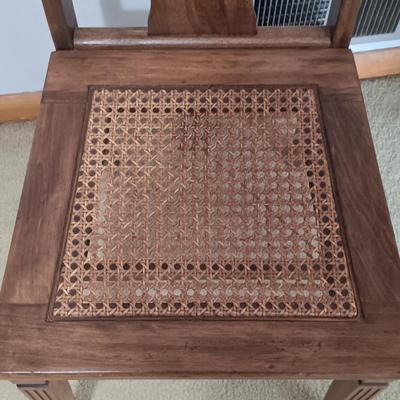 LOT 1: Vintage Drop-Leaf Round Table with Cane Seat Chair