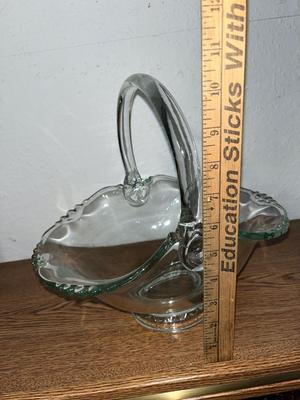 Sale Photo Thumbnail #8: Large clear glass basket - see pics for measurements