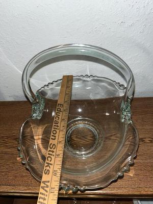 Sale Photo Thumbnail #6: Large clear glass basket - see pics for measurements