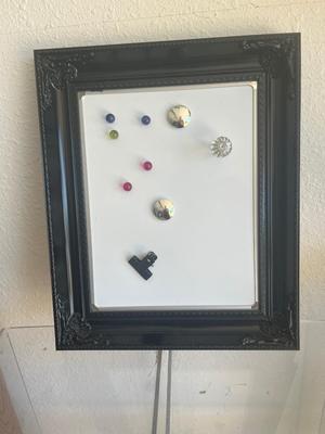 Sale Photo Thumbnail #43: Black framed dry erase board with magnets - see pics for measurements