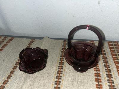 Sale Photo Thumbnail #58: Dark purple Fenton baskets