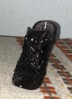 Sale Photo Thumbnail #66: Dark purple Fenton glass shoe