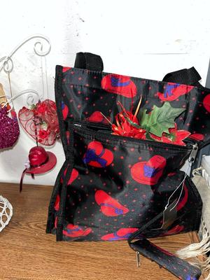 Sale Photo Thumbnail #87: Ornament tree and bag full of Red Hat lady ornaments and décor