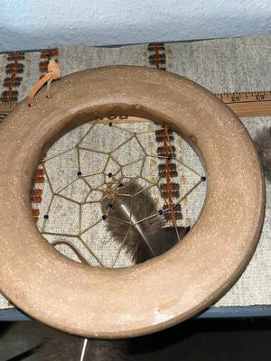 Sale Photo Thumbnail #94: OK wicker baskets, pitcher, candles, large and small dreamcatchers and other pottery
