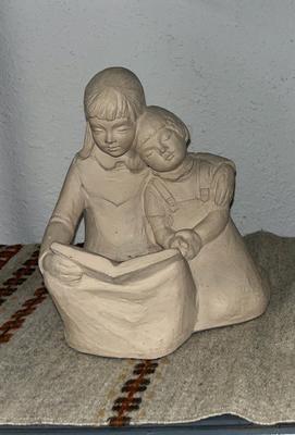 Sale Photo Thumbnail #100: Vintage concrete statue of little girls reading - Austin Prod 1981