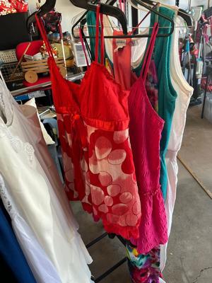 Sale Photo Thumbnail #202: Several dresses, nightgowns, and vintage rompers