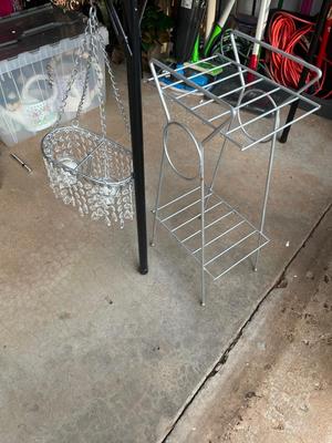 Sale Photo Thumbnail #290: 2 tier metal shelf and hanging candle holder