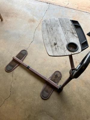 Sale Photo Thumbnail #304: Looks like a bedside table with a wood tray, but it spins all the way around, adjusts length and height