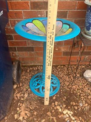 Sale Photo Thumbnail #371: Painted turquoise metal bird bath - see pics for measurements