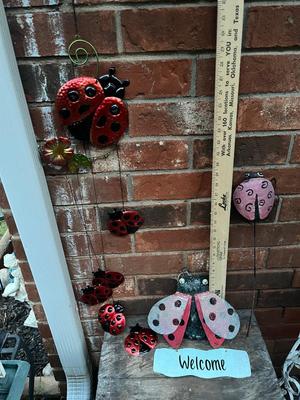 Sale Photo Thumbnail #430: Ladybug windchime, garden stake and metal sign