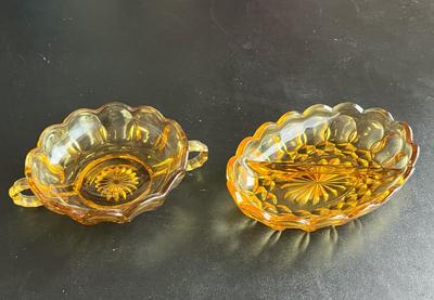 Sale Photo Thumbnail #464: Vintage golden amber glass dishes