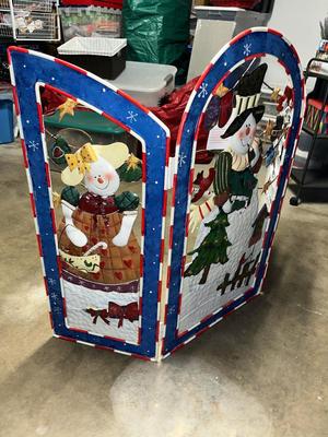 Sale Photo Thumbnail #556: Very detailed and cute snowman metal fireplace screen - see pics for details