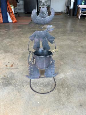 Sale Photo Thumbnail #661: Metal cowboy planter yard décor