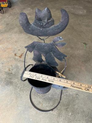 Sale Photo Thumbnail #663: Metal cowboy planter yard décor