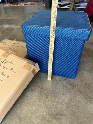 Sale Photo Thumbnail #672: 2 Indoor/outdoor blue storage ottomans or seats - see pics for size
