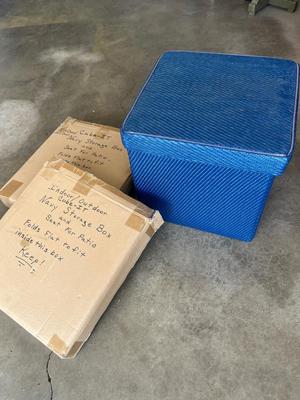 Sale Photo Thumbnail #670: 2 Indoor/outdoor blue storage ottomans or seats - see pics for size
