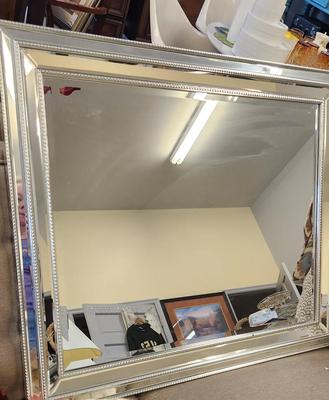 Sale Photo Thumbnail #65: Gorgeous silver beveled framed mirror