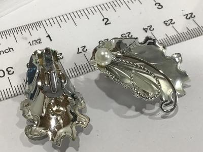Beautiful Large Silver Tone Faux Pearl Earrings
