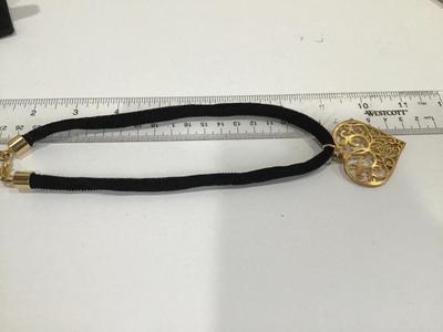 Brushed Gold Heart On Velvet Cord