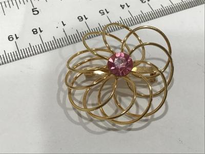Beautiful Pink Gold Swirl Brooch