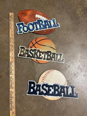 Sale Photo Thumbnail #687: Set of 3 metal sports signs