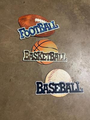 Sale Photo Thumbnail #686: Set of 3 metal sports signs