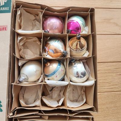 Vintage lot of Christmas tree ornaments Indents, mica, Poland