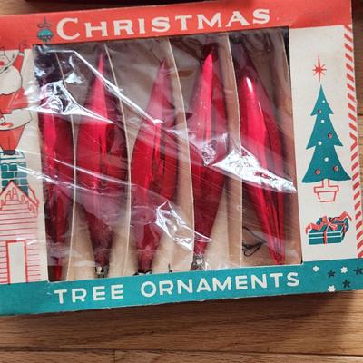 Vintage lot of Christmas tree ornaments Indents, mica, Poland