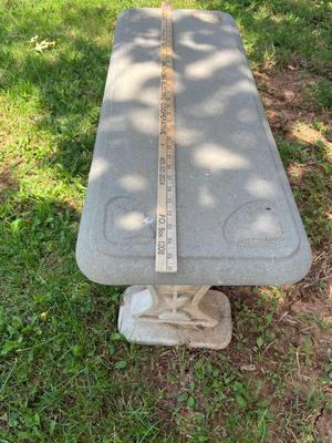Sale Photo Thumbnail #725: Outdoor concrete bench, measurements in pics, heavy but not ridiculously so