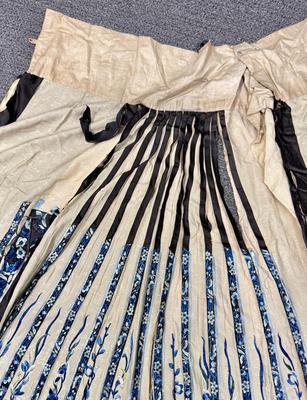Sale Photo Thumbnail #48: Very old, very beautiful silk apron skirt. Don't know if it's missing anything Fabric is very delicate and would recommend not too much handling. Comes with the vintage box I found it in.