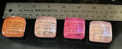 Sale Photo Thumbnail #734: Set of 4 glass magnets with famous quotes