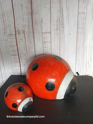 Set of 2 Oversized Ladybug Garden Sculptures