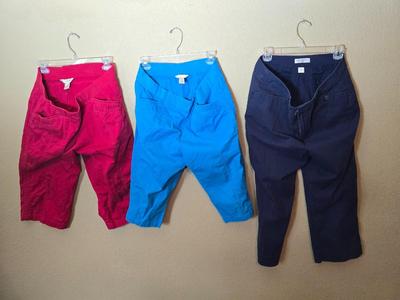 3-Piece Summer Pants Lot – Size 14/14W – Hot pink, Bright Blue & Navy – Christopher & Banks & CJ Banks