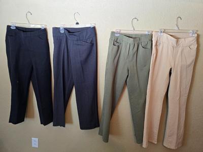 Women’s Size 8-8P & Small Pull-On and Casual Pants – 4 Pairs
