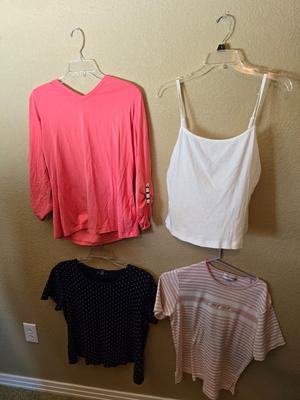 Coral Pink V-Neck Long Sleeve Top – d&co Essentials – Size M