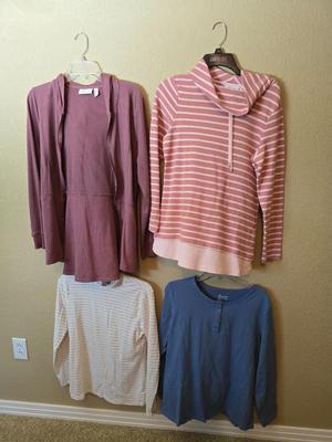 Striped & Solid Comfort: Long Sleeve Activewear Lot (M–L)