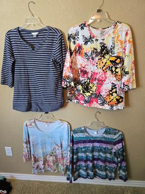 Christopher Banks Women’s Long Sleeve & 3/4 Sleeve Tops – Size L, Mixed Prints