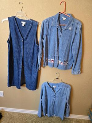 3 Christopher & Banks Denim Tops – Women’s Size Large