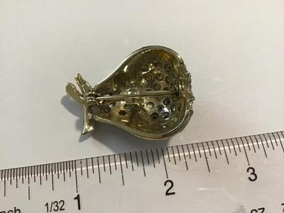 Peacock blue and green Rivoli Glass Pear Brooch