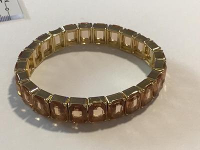 Peach Square Fashion Bracelet Gold Tone