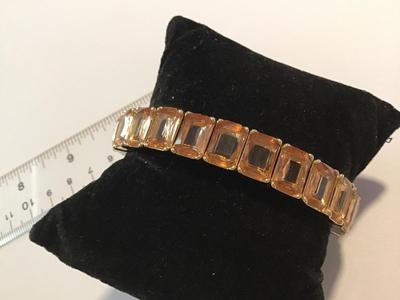 Peach Square Fashion Bracelet Gold Tone