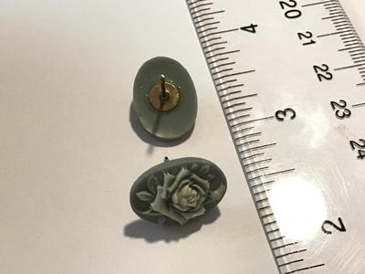 Blue With Cream Rose Stud Earrings