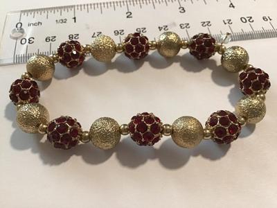 Gold Beads With Red Beaded Bracelet