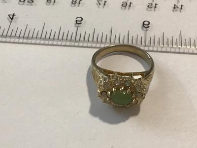 Green Stone HGP Vintage Cocktail Ring