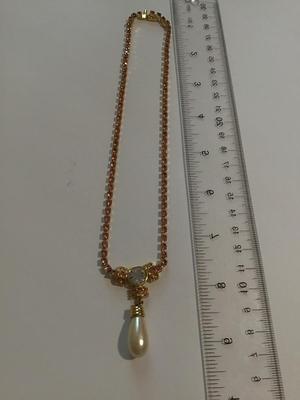 Monet Pink Rhinestone Faux Pearl Fashion Necklace