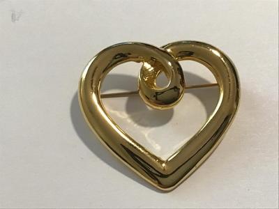 Gold Tone Heart Brooch