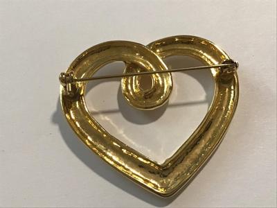 Gold Tone Heart Brooch