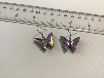 Iredescent Glass Butterfly Earrings
