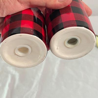 Elk & Bison Dinner Plates w/ Buffalo Plaid Salad Plates & Shakers (LR-SS)
