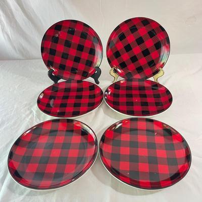 Elk & Bison Dinner Plates w/ Buffalo Plaid Salad Plates & Shakers (LR-SS)